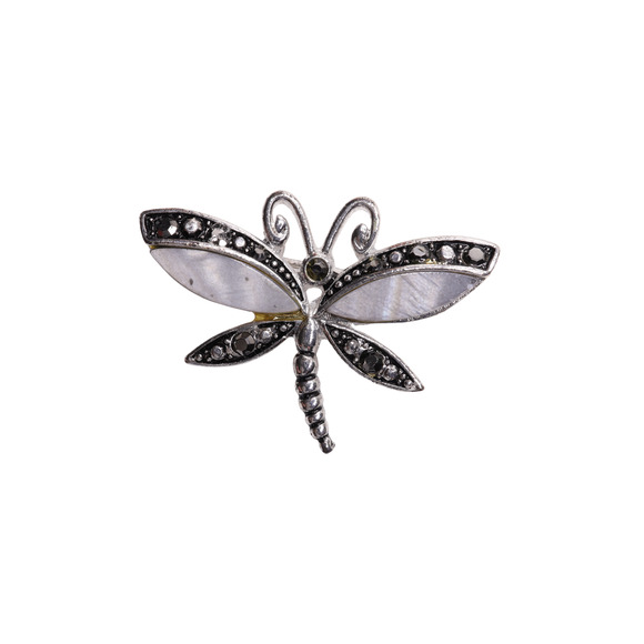 Silver Tone And Blue Dragonfly Brooch Pin With Safety Clasp Closure - 1.75" - Picture 1 of 3